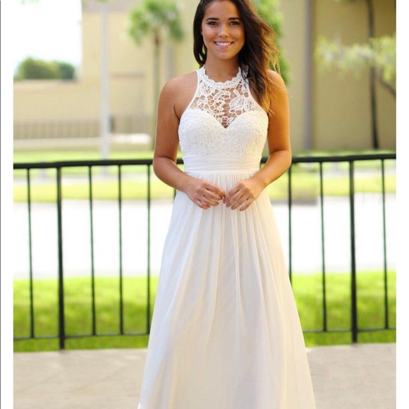 off white floor length dress